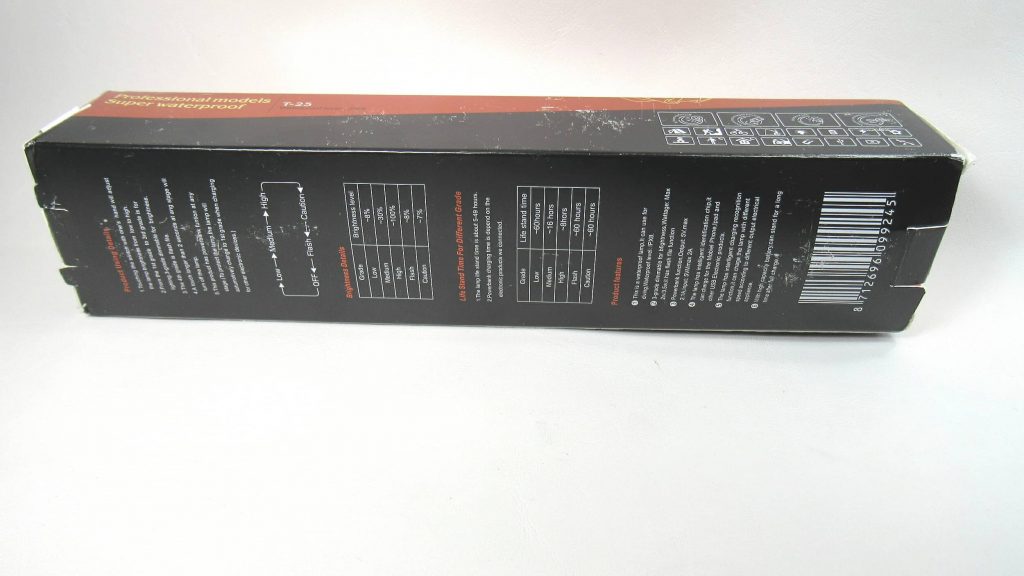 Audew Multi-Function LED Flashlight Review - Picture of Box Back